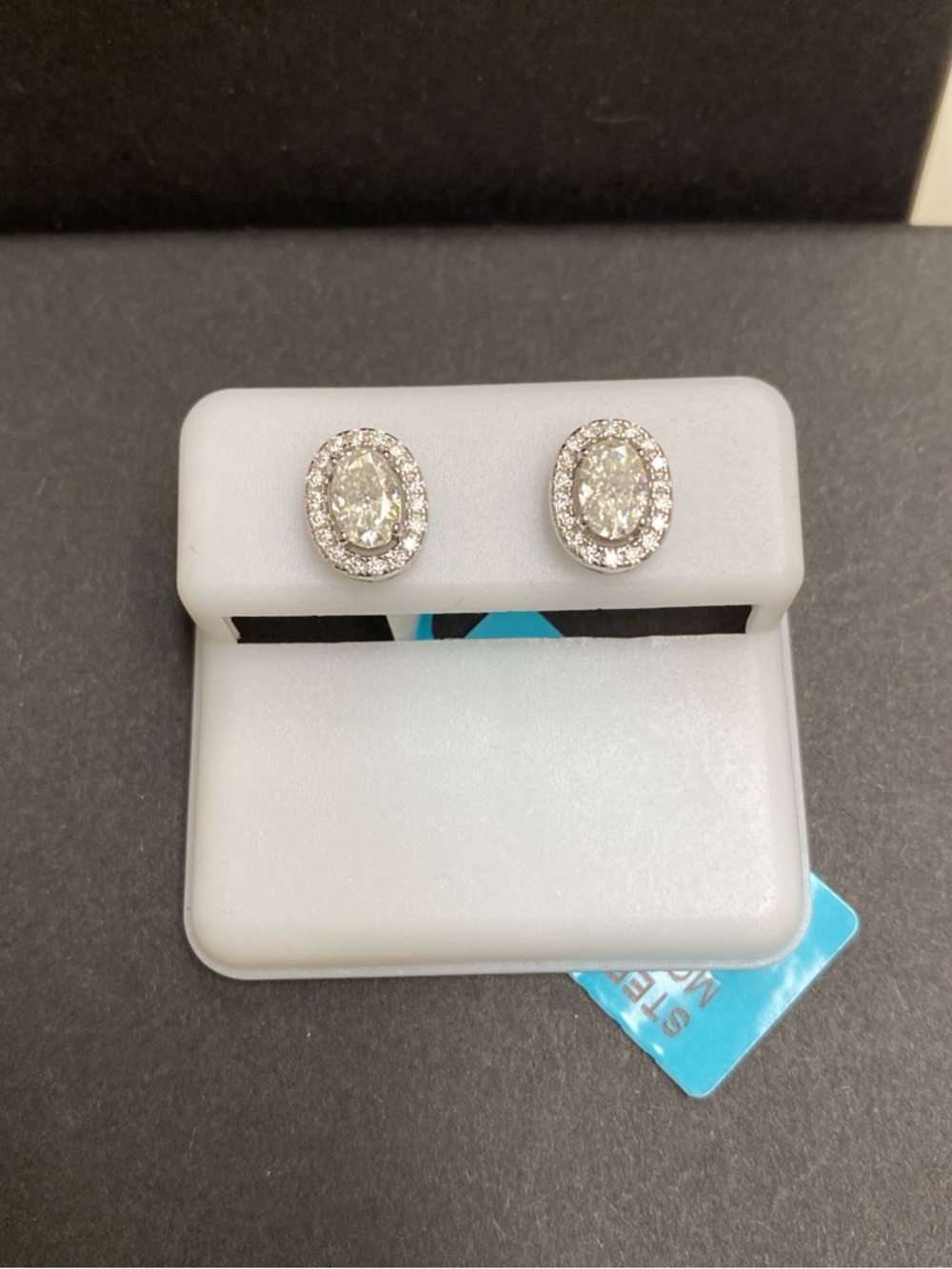 Oval Cut Moissanite Stud Earrings with Halo